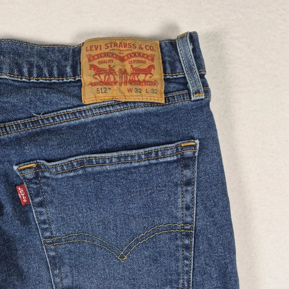 Levi's 512 Blue Jeans Men's Size 32x32 Slim Taper Mid-Wash Stretch Denim Casual